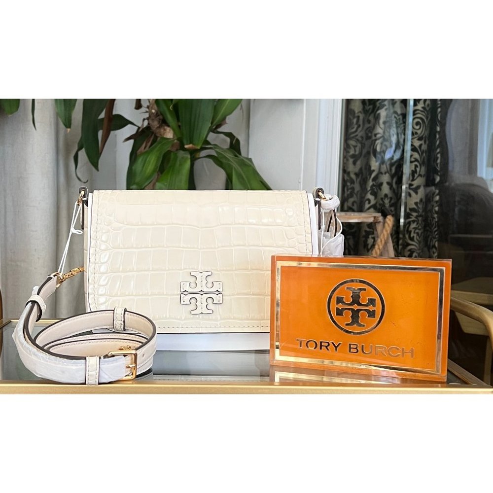 NWT!! TORY BURCH THEA FLAP CREAM EMBOSSED CROSSBODY BAG ♦️♦️ - Picture 3 of 17